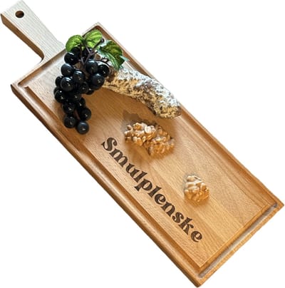 Borrelplank met tekst: Smulplenkske | Tapasplank | Serveerplank | Langwerpig | Hout | met opdruk | Verjaardagscadeau | Moederdagcadeau | Vaderdagcadeau | Nieuwe baan | Afscheidscadeau | Pensioen | Topper | Geslaagd