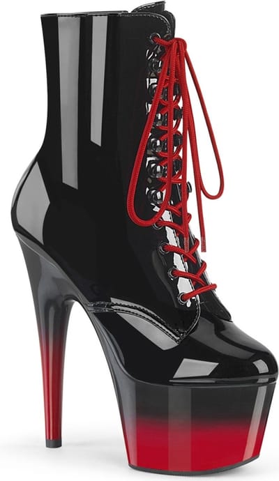 Pleaser - ADORE-1020BR-H Plateau Laarzen, Paaldans schoenen - Paaldans schoenen - 37 Shoes - Zwart/Rood
