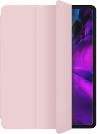 Casemania Hoes Geschikt voor Apple iPad Pro 12.9 inch (2018 - 2020 - 2021 & 2022) Hoes Roze - Tri Fold Tablet Case - Smart Cover