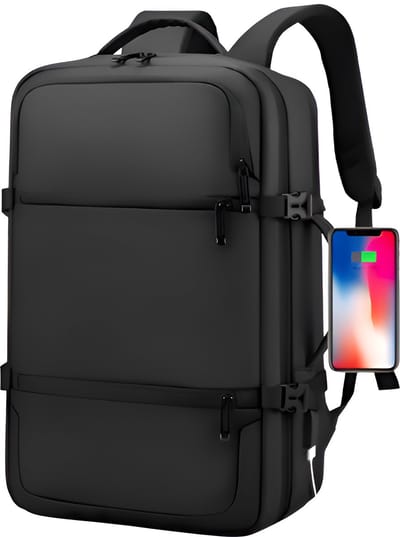 CarryQuest® - Toposhine Zakelijke Designer Rugzak - Ruime Opbergruimte + Ingebouwde Datakabel - Casual - Herenlaptoprugzak - Voor studenten - Zwart