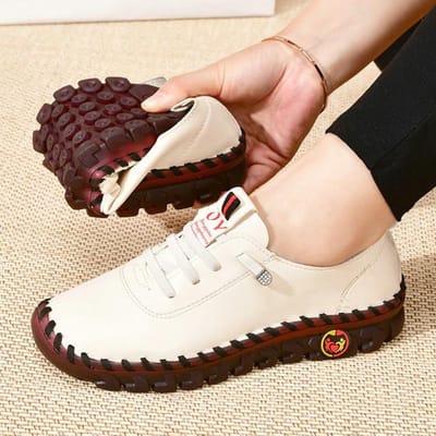 Platform Loafers Damesschoenen Nieuwe Zomer Leren Flats Comfortabele Instappers Moederschoen 41 wit