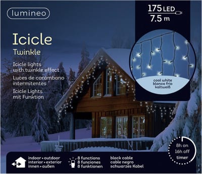 Lumineo Kerstverlichting - IJspegel - helder wit - 750 cm - 175 led lampjes - ijspegelverlichting