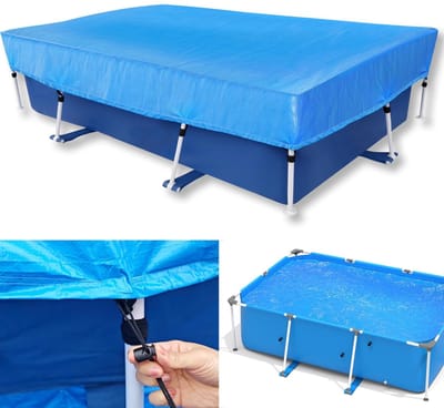 Dailygoods- Afdekzeil 300 x 200 cm - Rechthoekig - Zwembadafdekking - Stofdicht - Waterdicht - Sluitkoord/Klittenbandsluiting - Bescherming tegen verdamping - Zwembaddeken
