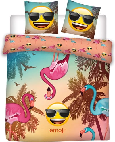Emoji Flamingo - Dekbedovertrek - Lits Jumeaux - 240 x 220 cm - Multi