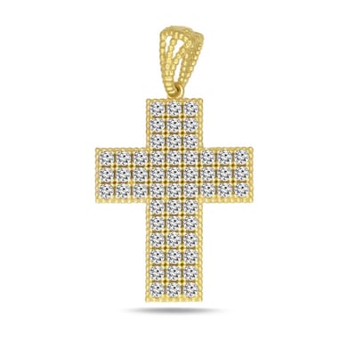 Juwelier Zwartevalk 14 karaat gouden kruis hanger met zirkonia - 14.294/20x15