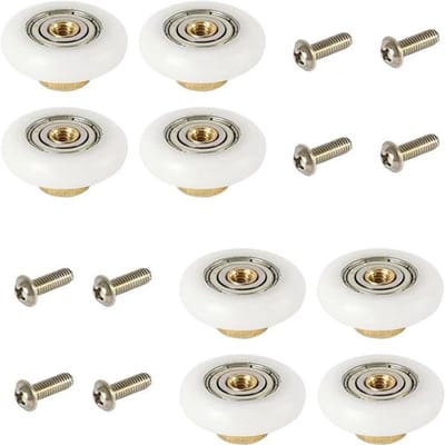 Rollers voor douchedeur - soepel - 8 stuks - wit