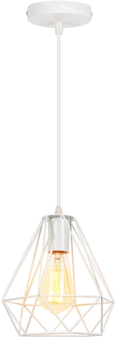 Hanglamp Industrieel Cage E27 Kroonluchter Hangende Lampen Metalen Plafondlamp Wit