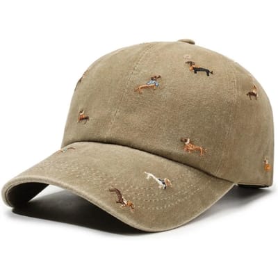 Casual Borduur Puppy Baseballpet Veelzijdig Ademend Zonbescherming Hoeden UV-bescherming Pet Voor Vrije Tijd Buiten beige