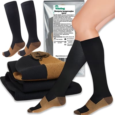 Vitolog - Compressiekousen - Profylactische Klasse - 42-47 - Zwart/Brons