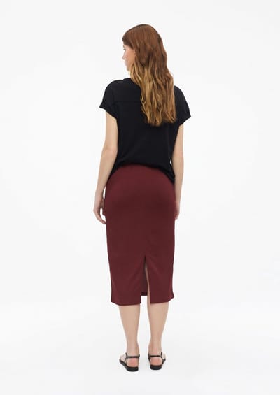 s.Oliver - female - Gestructureerde midirok met split en elastische tailleband