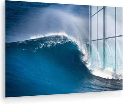 MuchoWow® Glasschilderij 60x40 cm - Schilderij acrylglas - Zee - Golf - Hawaii - Foto op glas - Muurdecoratie woonkamer - Wanddecoratie slaapkamer - Schilderijen