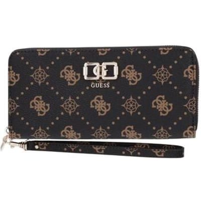 GUESS portemonnee Emelie Logo SLG Zip Around Wallet Espresso Logo donkerbruin