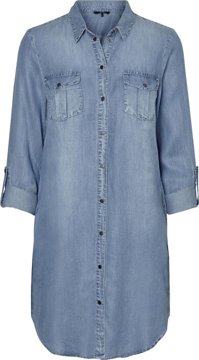 VERO MODA VMSILLA LS SHORT DRESS LT BL GA NOOS Dames Jurk - Maat S