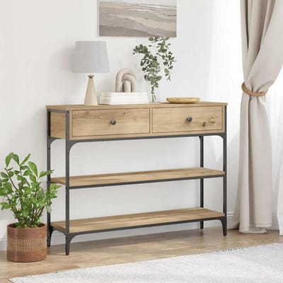 vidaXL - Wandtafel - Artisan - Eiken - 100 - x - 25 - x - 75 - cm - Bewerkt - hout