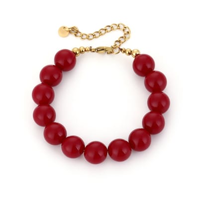 Kralen armband dames - Michelle Bijoux - 16 + 3 cm - Armband met kralen - Kralen armband - (Bordeaux) rood - Dames armband - Kerst sieraden - Kerst cadeau - Sinterklaas - Moederdag - Valentijn - Armband voor dames - Kralen armband