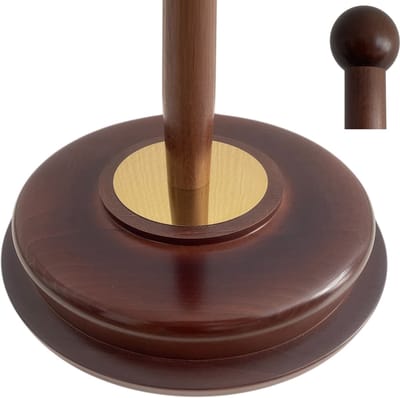 Houten Vlaggenstandaard Donker met Voet en Mast – Beukenhout Gelakt – Ø350 mm Zware Voet 4 kg – Goudkleurige Details – Indoor
