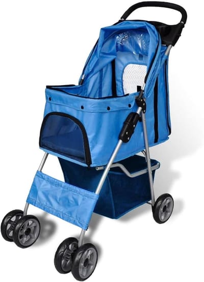 Huisdierenbuggy Opvouwbaar - Hondentrolley Kattenbuggy - Veilig Vervoer Huisdier - Waterafstotend Scheurvast - 37x80x99 cm - Blauw