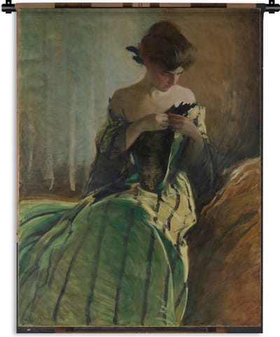 Wandkleed John White Alexander - Study in Black and Green - Schilderij van John White Alexander Wandkleed katoen 60x80 cm - Wandtapijt met foto