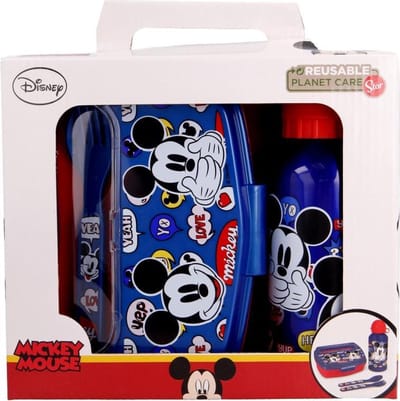 Mickey Mouse lunchset - 4 delig - Disney broodtrommel met bestek en bidon