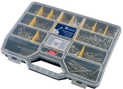 Assortimentkoffer spaanplaatschroeven RVS-A2 PZ