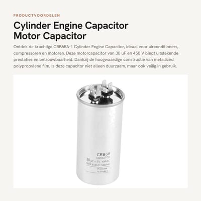 Dailygoods - Cylinder Engine Capacitor - Motor Capacitor 30 uF - Duurzaam ontwerp - 450 Volt - Geschikt voor Air Conditioners - Perfect voor Compresso...