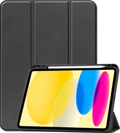 Hoesje Geschikt voor Apple iPad 10 (2022) - 10.9 inch - 10e Generatie - Dun & Stevig - Trifold Bookcase - Hard Cover Case - Met Uitsparing Geschikt voor Apple Pencil - Hardcover Book - Tablet Hoes - Zwart