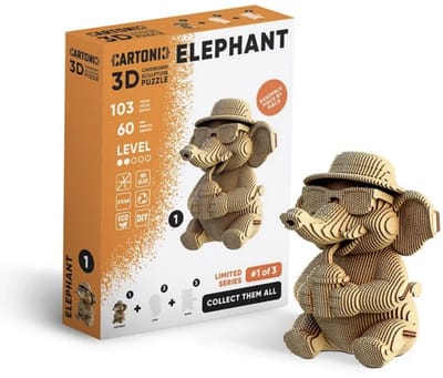 CARTONIC-3D PUZZLE -Collectible ELEPHANT- puzzelen karton 3D DIY Creatief Speelgoed Decoratie Interieur Cadeau Ecologisch Voor kinderen en volwassenen