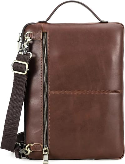 Leren Werktas - Laptoptas Schoudertas - Zakelijk Gebruik - Echt Leer Duurzaam - 1x1x1 cm