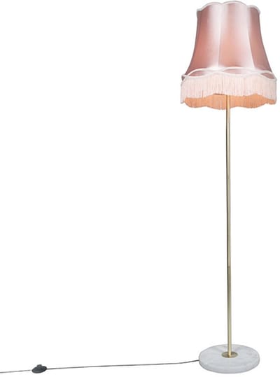 QAZQA kaso - Retro Vloerlamp | Staande Lamp met kap - 1 lichts - H 1750 mm - Roze - Woonkamer | Slaapkamer | Keuken