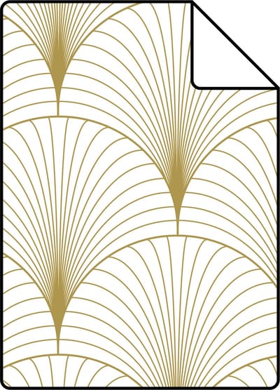 Proefstaal ESTAhome behang art deco motief wit en goud - 26.5 x 21 cm - 139456-S