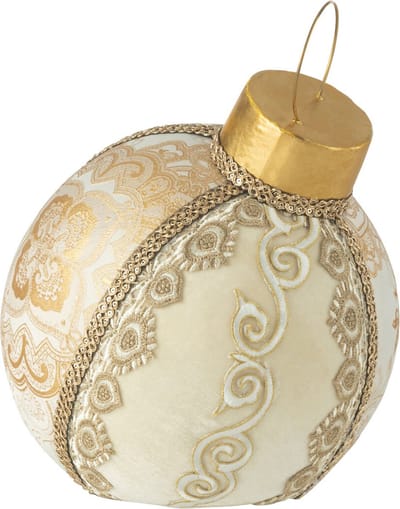 J-Line kerstbal Patroon - polyfoam/textiel - goud - small