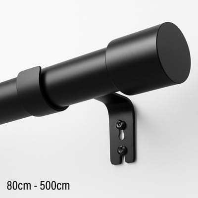 Qproducts Gordijnroede - 80 tot 500 cm - inclusief verstevigingsbeugels zware gordijnen - Uitschuifbaar Douchegordijnstang - Uitschuifbare Klemstang - Metaal Zwart