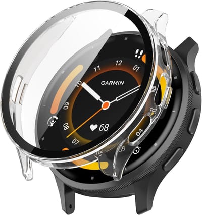 Strap-it Bescherm Hoesje met Glasplaat – Geschikt voor Garmin Venu 3 – Transparant – Schokbestendig – Duurzaam – Perfecte Pasvorm