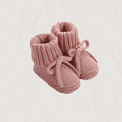 Gebreide Babyslofjes | Baby Sokken Gebreid | Oud Roze | Prematuur 0-3 mnd | Ivy and Soof