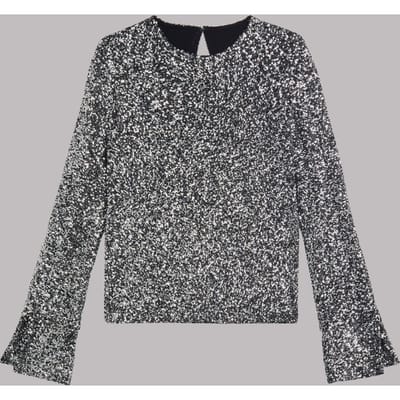 Mikuta The Dark Sequin Blouse Maat: XS | Longsleeves Outlet | Dames | Zilver