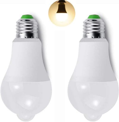 Set van 2 LED-lampen met bewegingssensor - E27 - Warm Wit - Ideaal voor Binnen en Buiten