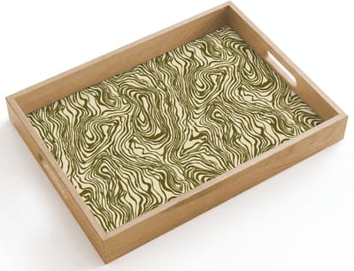 Dienblad hout 40x30 cm - Schootdienblad - Abstract - Marmer - Groen - Borrelplank rechthoek - Plateau dienbladen