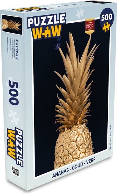 Puzzel Ananas - Goud - Verf - Zwart - Fruit - Luxe - Legpuzzel - Puzzel 500 stukjes