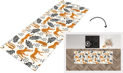 Keukenloper - Loper keuken - Patronen - Bladeren - Jachtluipaard - 150x50 cm - Keukenloper vinyl