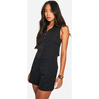 boohoo Dames Geweven op maat gemaakte vest met open rug | Black | Maat: Small