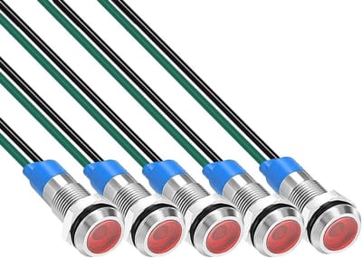5 Stuks 6mm Waterdichte LED Signaallamp met Draad voor 3V-9V DC - Energiezuinige Metalen Indicatorlamp (Rood)