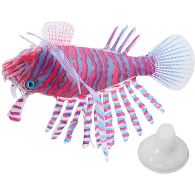 Aquarium Artificiel Simulé Silicone Poisson-lion Ornement Lumineux Décoration d'AquariumRouge et noir