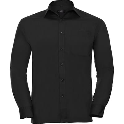 Russell Collectie Herenshirt met lange mouwen (Zwart)