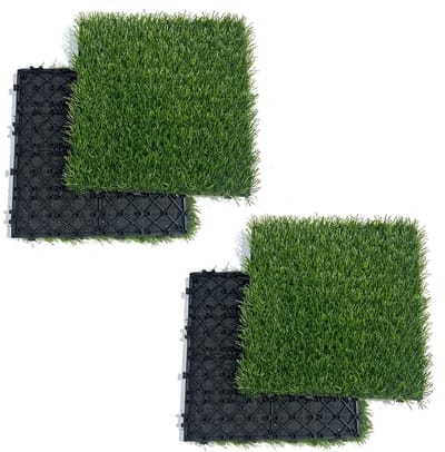 Gras Tegels - Kunstgras Mat - Tuin Decoratie - Onderhoudsarme Oplossing - 4 Stuks 30cm - Groen