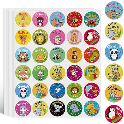 Dailygoods- Motivatiestickers 600 Stuks - Beloningsstickers - Dierstickers - Zelfklevend - Schattig Patroon - Veilig en Milieuvriendelijk