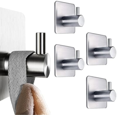 Dailygoods- Zelfklevende Haken 4 Stuks - Roestvrij Staal SUS304 - Waterdicht - Handdoekhaken - Sterke Hechting - Eenvoudig te Installeren - Wandhaken