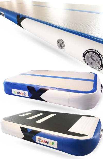 YouAre Turnmat combi — AirTrack Pro + AirBoard 4.0 | 3x1x0,15 M + 0,7x1x0,15 M | 50% gem. meer volume | 3m + 1m Gymnastiek Air mat set met extra accessoire + luchtpomp