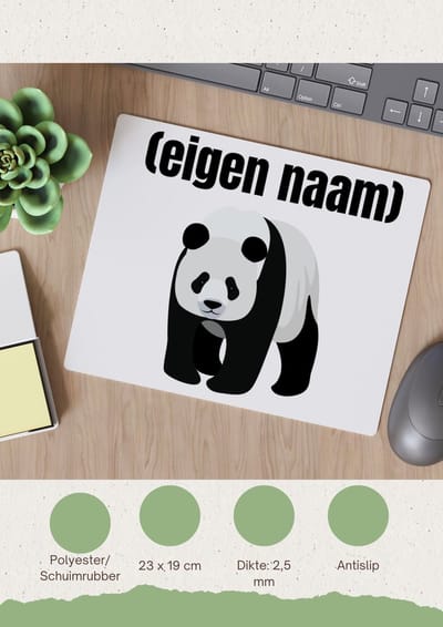 Akyol - panda met eigen naam Muismat - Panda - panda liefhebbers - iemand die houdt van panda's - verjaardag - cadeau - kado - 23 bij 19 cm