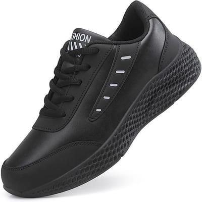 Dames Leren Sneakers Casual Sneakers Veterschoenen Flats Lichtgewicht Comfortabel Zwart Antislip Hardloopschoenen Buitensporten 35 black