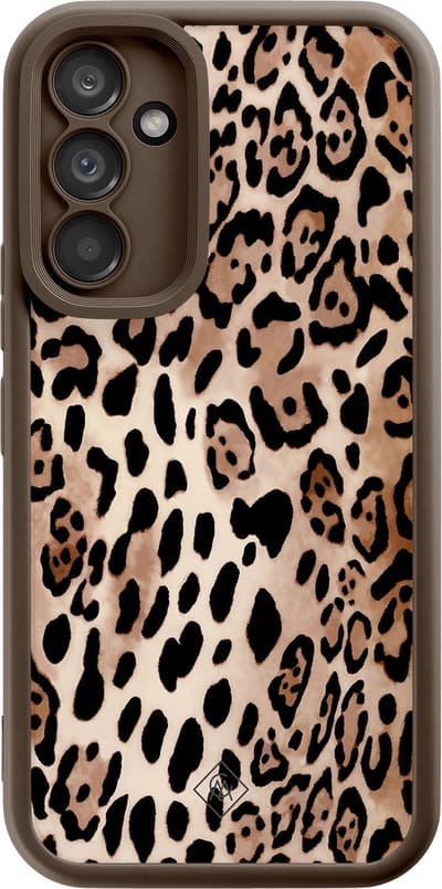 Casimoda® hoesje - Geschikt voor Samsung Galaxy A34 - Luipaard print bruin - Zwart TPU Backcover - Luipaardprint - Bruin/beige